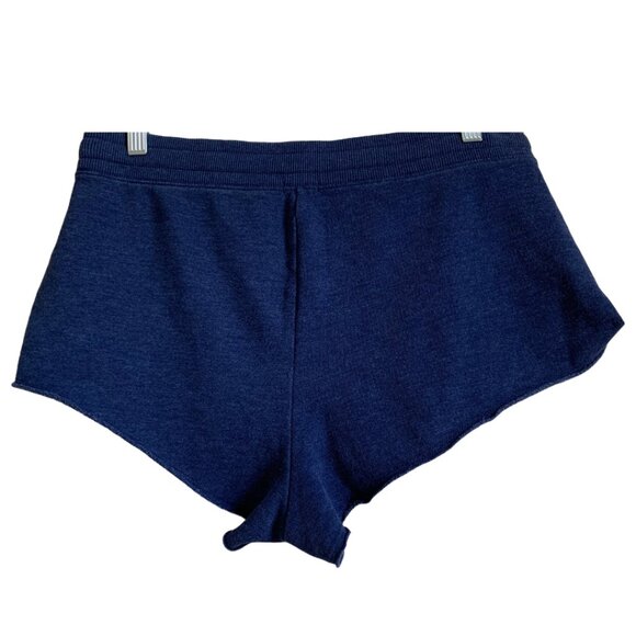 AERIE Womens' Navy Blue Super Short Athletic Lounge Fleece Shorts Sz L - Picture 2 of 4